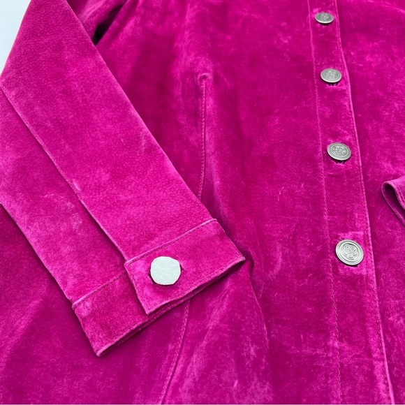 NWOT Gorgeous French Laundry Fuchsia Leather Button Up Jacket –‎ Size Large - Picture 5 of 14